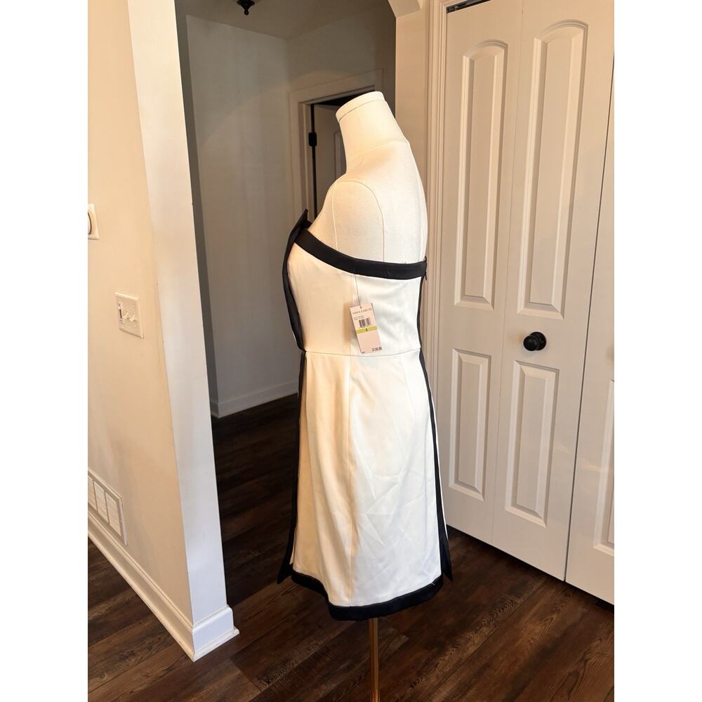 Vince Camuto Strapless Ivory Black Sheath Dress 4 NWT Cocktail - Picture 5 of 12